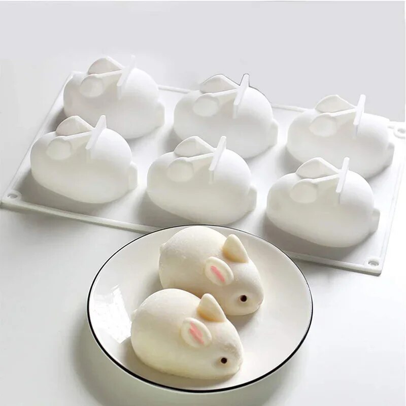 Bunny Cake Mold - Силиконовая форма для кроликов, 6-секционная форма